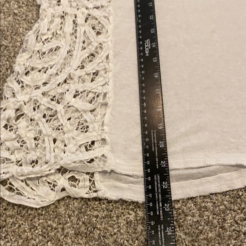 Free People Love Me Do White Lace Sleeve Women's Oversize Top. Size L. - Picture 15 of 16